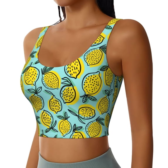 Lsque Lemon1 Printed Women'S Sports Bra, Compression, Moisture Wicking, High-Impact Sports Bra For Women,Supportive sports bra-Small