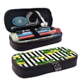 thumbnail image 1 of Lsque Lemons on Striped Printed Big Capacity PU Leather Pencil Case Large Pencil Pouch Stationery Pen Bag Pencil Holder for Teen, 1 of 6