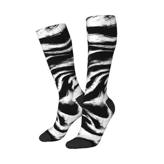 Lsque Leopard And Zebra 2 Printed Crew Socks Men's Women's LightWeight Thin Casual Calf Socks ,Knee High Socks,Cotton Socks
