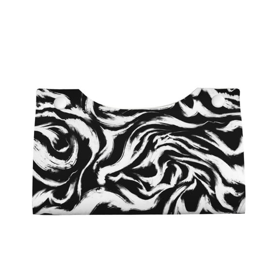 Lsque Leopard And Zebra 2 Printed Long Tissue Box Cover Holder, Facial Paper Organizer Dispenser,Triangle with Bottom Belt, PVC Leather Decorative Organizer