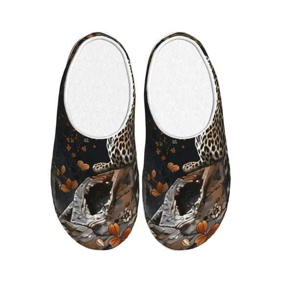 Lsque Leopard On Tree Branch Pattern Womens Comfort Cotton on Scuff With Memory Foam and Anti-skid Sole Slipper-40/41