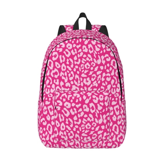 Lsque Leopard Pattern Canvas Daypack, Durable Backpack, High-quality Versatile Backpack,Vintage Compact Backpack-Medium