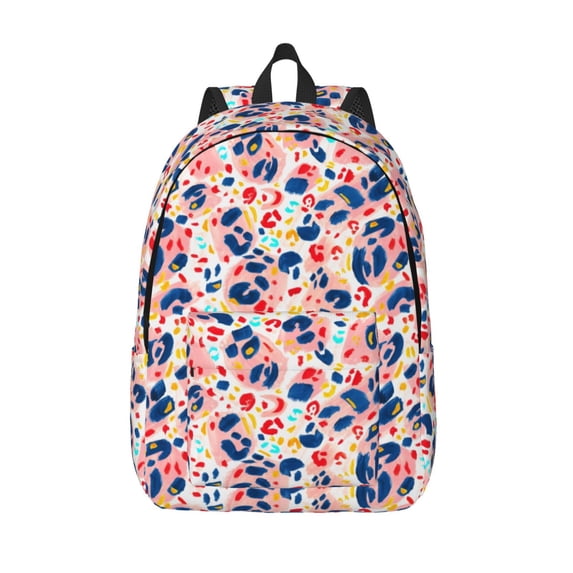 Lsque Leopard Print (2) Pattern Canvas Daypack, Durable Backpack, High-quality Versatile Backpack,Vintage Compact Backpack-Small