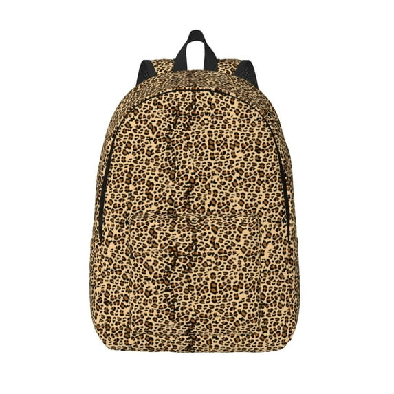 Lsque Leopard Print Brown Pattern Canvas Daypack, Durable Backpack, High-quality Versatile Backpack,Vintage Compact Backpack-Small