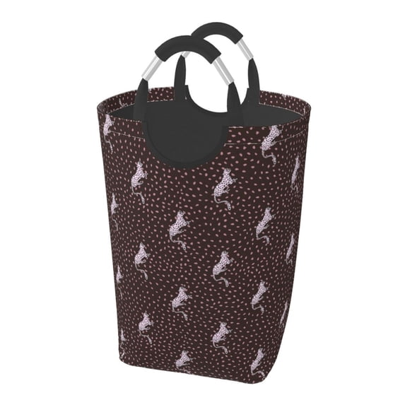 Lsque Leopard Print Laundry Basket, Laundry Hamper, Dirty Clothes Hamper for Laundry, Collapsible, Waterproof Laundry Baskets with Aluminum Handles for Laundry, Dorm, Family