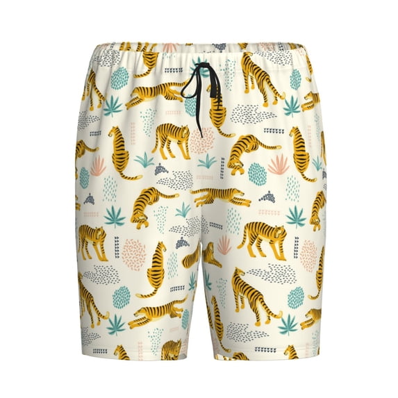 Lsque Leopard Print Mens Sleep Pajama Shorts,Short Pajama Pants, Cotton Ultra-Soft Knit-4X-Large