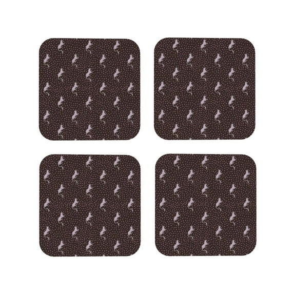 Lsque Leopard Print Pattern 4" Drink Coasters Set of 4, PVC Leather Absorbent Coasters, Table Coaster Set Decorative Coffee Cup Coasters Housewarming Gift -Square