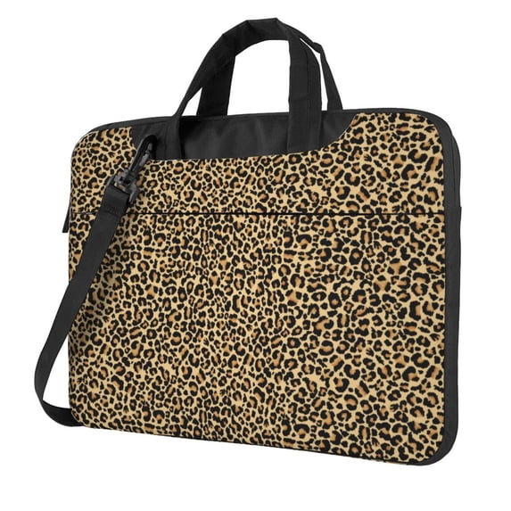 Lsque Leopard Print Pattern Laptop Bag – Portable & Slim Single-Shoulder Computer Case with Adjustable Strap, Protective, Lightweight for 13”/14”/15.6” Laptops