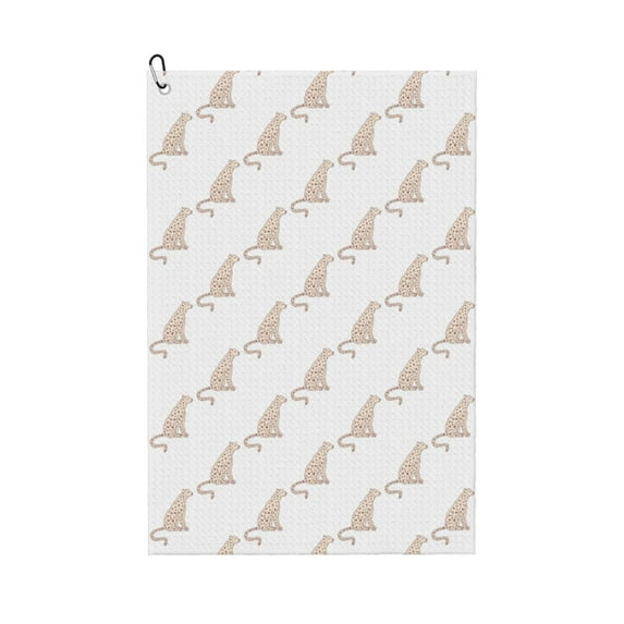 Lsque Leopard Print Premium Golf Towel - Ultra Absorbent and Quick Drying Microfiber Towel with Carabiner - Gift for Men -24" X 16"