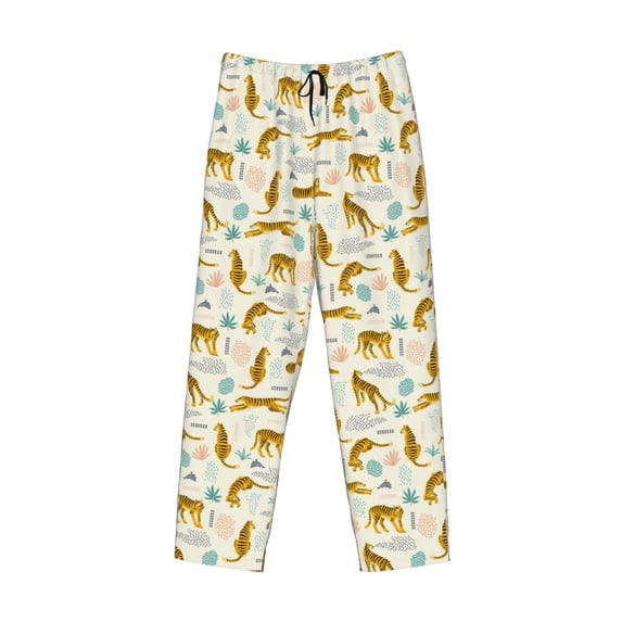 Lsque Leopard Print Print Men's Pajama Pants, Lounge Pant - Comfortable Home Wear,Elastic Waistband, Stylish Design-Large