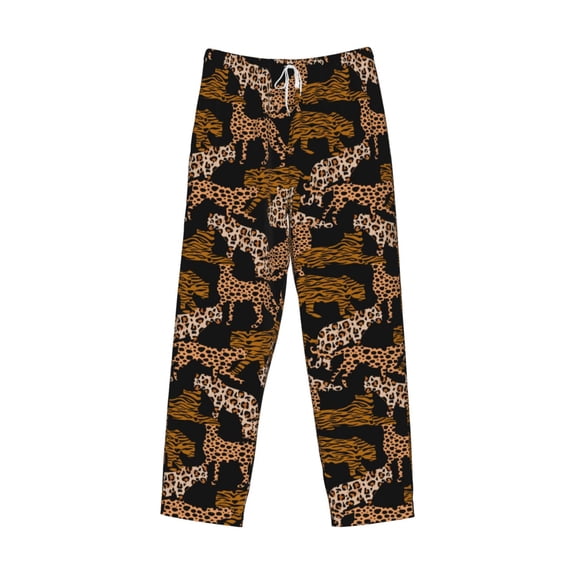 Lsque Leopard Print Print Men's Pajama Pants, Lounge Pant - Comfortable Home Wear,Elastic Waistband, Stylish Design-X-Large