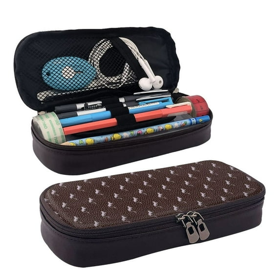 Lsque Leopard Print Printed Big Capacity PU Leather Pencil Case Large Pencil Pouch Stationery Pen Bag Pencil Holder for Teen