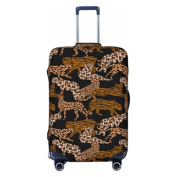 Lsque Leopard Print Printed Luggage Cover, Travel Luggage Protector,Scratch and Dirt Resistant, Fits 18-32 Inch Luggage - Large