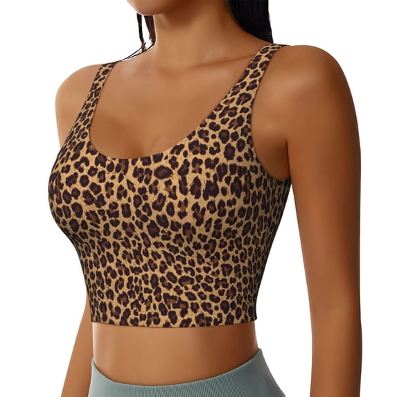 Lsque Leopard Printed Printed Women'S Sports Bra, Compression, Moisture Wicking, High-Impact Sports Bra For Women,Supportive sports bra-Medium
