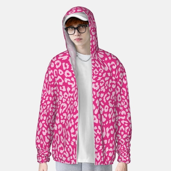 Lsque Leopard UPF 50+ Lightweight Sun Protection Men's Women's Long Sleeve Shirt, Hoodie Performance -X-Large