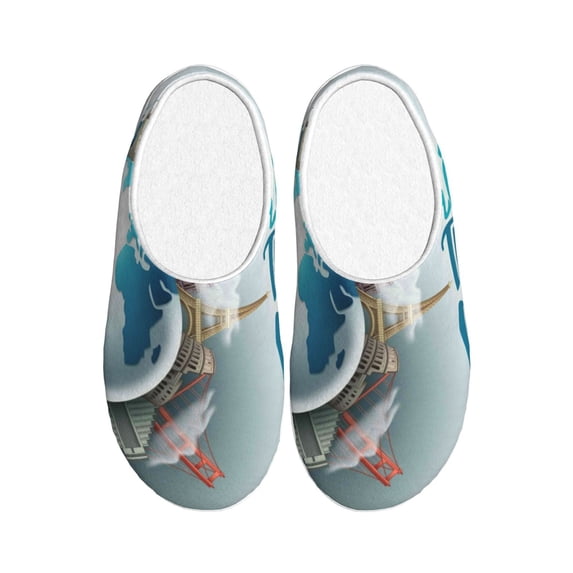 Lsque Let's go Travel Pattern Womens Comfort Cotton on Scuff With Memory Foam and Anti-skid Sole Slipper-37/38