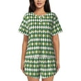 thumbnail image 1 of Lsque Light Green Squares Women's Short-Sleeved Pajama Set - 2 Piece Soft and Lightweight Sleepwear Set-, 1 of 9