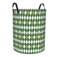 thumbnail image 1 of Lsque Light Green Squares pattern Laundry Hamper Basket, Tall Woven Rope Hamper Basket for Clothes, Lightweight Storage Basket, Collapsible Waterproof-Small, 1 of 8