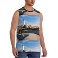 thumbnail image 1 of Lsque Lighthouse Print Men's Cotton Blend Sleeveless Muscle Shirts (S-3XL)- Moisture Wicking, Odor Protection, UPF 30+,XX-Large, 1 of 8