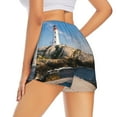 thumbnail image 1 of Lsque Lighthouse Printed Women's Running Shorts with Liner Pockets,Elastic Quick Dry Workout Athletic Gym Yoga Shorts,Womens High Waist Shorts-Medium, 1 of 9