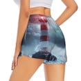 thumbnail image 1 of Lsque Lighthouse in a Stormy Sea Printed Women's Running Shorts with Liner Pockets,Elastic Quick Dry Workout Athletic Gym Yoga Shorts,Womens High Waist Shorts-Small, 1 of 9