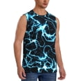 thumbnail image 1 of Lsque Lightning Print Men's Cotton Blend Sleeveless Muscle Shirts (S-3XL)- Moisture Wicking, Odor Protection, UPF 30+,Small, 1 of 8