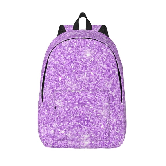 Lsque Lilac Glittering Pattern Canvas Daypack, Durable Backpack, High-quality Versatile Backpack,Vintage Compact Backpack-Small