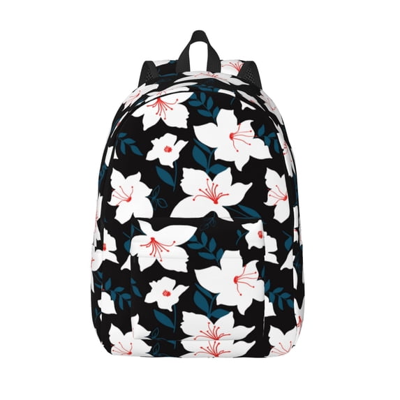 Lsque Lilies Flowers Pattern Canvas Daypack, Durable Backpack, High-quality Versatile Backpack,Vintage Compact Backpack-Medium