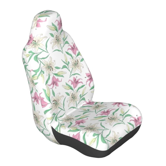 Lsque Lilies Flowers Pattern Car Seat Covers for Front Seats , Waterproof Seat Covers for Cars, Sporty Front Seat Covers,Car Seat Cover Protector Front Seats