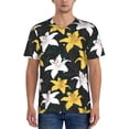 thumbnail image 1 of Lsque Lilies Flowers Pattern Mens Polo Golf Shirts Funny Graphics Shorts Sleeve Button Shirts Baseball T-shirt-XX-Large, 1 of 7