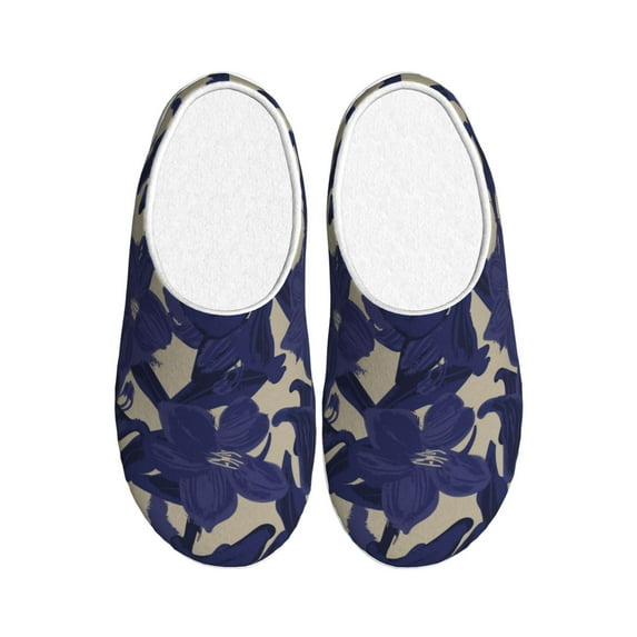 Lsque Lilies Flowers Pattern Womens Comfort Cotton on Scuff With Memory Foam and Anti-skid Sole Slipper-39/40
