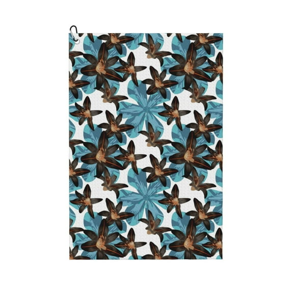 Lsque Lilies Flowers Premium Golf Towel - Ultra Absorbent and Quick Drying Microfiber Towel with Carabiner - Gift for Men -24" X 16"