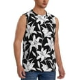thumbnail image 1 of Lsque Lilies Flowers Print Men's Cotton Blend Sleeveless Muscle Shirts (S-3XL)- Moisture Wicking, Odor Protection, UPF 30+,3X-Large, 1 of 8