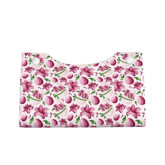 Lsque Lilies Flowers Printed Long Tissue Box Cover Holder, Facial Paper Organizer Dispenser,Triangle with Bottom Belt, PVC Leather Decorative Organizer