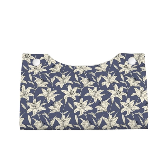 Lsque Lilies Flowers Printed Long Tissue Box Cover Holder, Facial Paper Organizer Dispenser,Triangle with Bottom Belt, PVC Leather Decorative Organizer