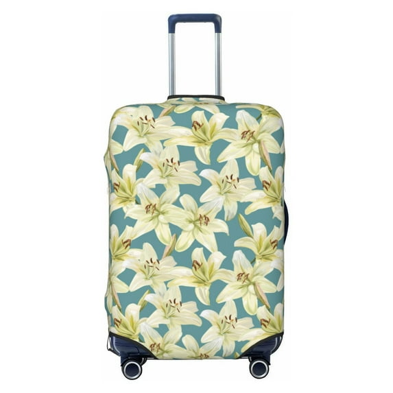 Lsque Lilies Flowers Printed Luggage Cover, Travel Luggage Protector,Scratch and Dirt Resistant, Fits 18-32 Inch Luggage - X-Large