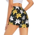thumbnail image 1 of Lsque Lilies Flowers Printed Women's Running Shorts with Liner Pockets,Elastic Quick Dry Workout Athletic Gym Yoga Shorts,Womens High Waist Shorts-Medium, 1 of 9