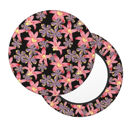 Lsque Lilies Flowers Round Bar chair cushion covers Velvet Fabric Premium Comfort Protects from Scratches and Stains for 14-17 Inch Chair- 13 inch