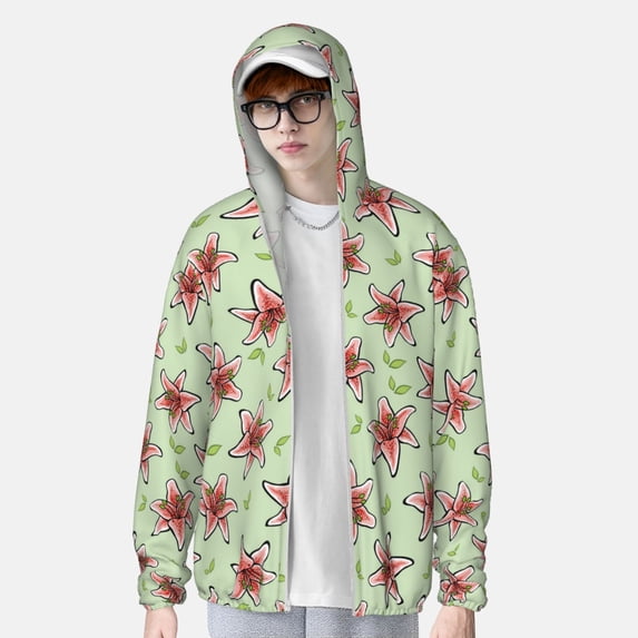 Lsque Lilies Flowers UPF 50+ Lightweight Sun Protection Men's Women's Long Sleeve Shirt, Hoodie Performance -Large