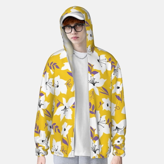 Lsque Lilies Flowers UPF 50+ Lightweight Sun Protection Men's Women's Long Sleeve Shirt, Hoodie Performance -Medium