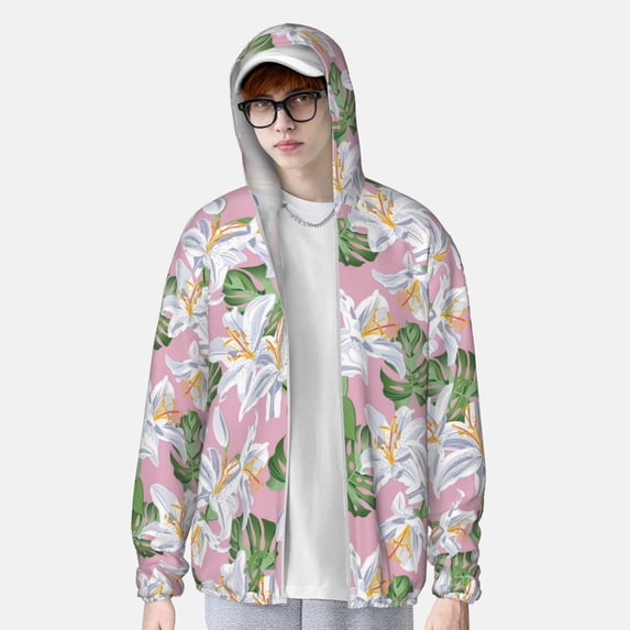 Lsque Lilies Flowers UPF 50+ Lightweight Sun Protection Men's Women's Long Sleeve Shirt, Hoodie Performance -XX-Large