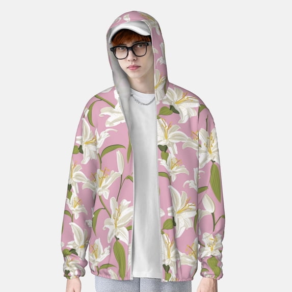 Lsque Lilies Flowers UPF 50+ Lightweight Sun Protection Men's Women's Long Sleeve Shirt, Hoodie Performance -