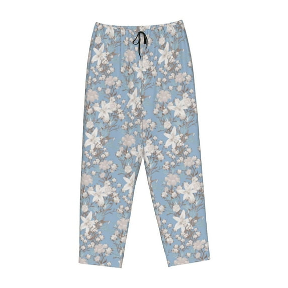 Lsque Lily Flower Print Women's Pajama Pants, Lounge Pant - Comfortable Home Wear,Elastic Waistband, Stylish Design-X-Large