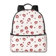 thumbnail image 1 of Lsque Lips Kiss Pattern Backpack – School Travel Canvas Daypack with Ergonomic Padded Straps, Multiple Compartments & Leather Handle, 1 of 5
