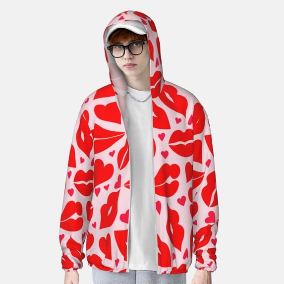 Lsque Lips Kiss UPF 50+ Lightweight Sun Protection Men's Women's Long Sleeve Shirt, Hoodie Performance -3X-Large