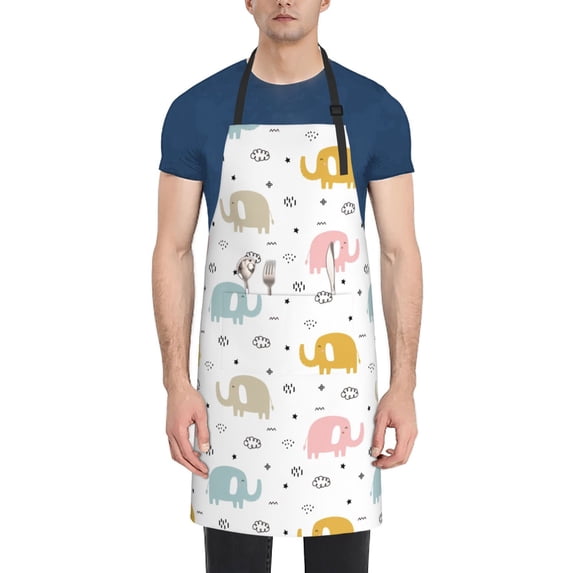 Lsque Little Elephant Waterproof Apron Chef Aprons for Men Heavy Duty Chemical Work Apron Extra Long Grilling Aprons with Adjustable Bib Apron