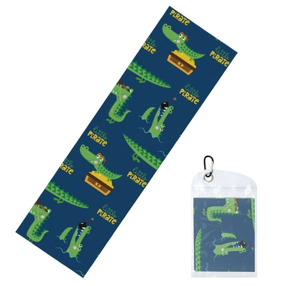 Lsque Little Pirate Crocodile Printed Cooling Towel (40"x 12"), Ice Towel, Microfiber, Soft Breathable Chilly Towel for Yoga, Sport, Gym, Workout, Fitness, Running