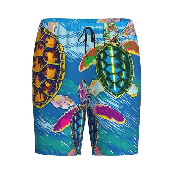 Lsque Little Sea Turtles Mens Sleep Pajama Shorts,Short Pajama Pants, Cotton Ultra-Soft Knit-Large