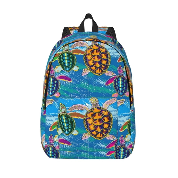 Lsque Little Sea Turtles Pattern Canvas Daypack, Durable Backpack, High-quality Versatile Backpack,Vintage Compact Backpack-Medium