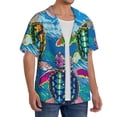thumbnail image 1 of Lsque Little Sea Turtles print Men's Cuban Collar Short Sleeve Shirt Summer Beachwear Casual Button Down Fashionable Vacation Leisure Shirt-4X-Large, 1 of 7